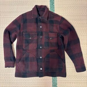 rare, filson wine red mackinaw wool hunter cruiser jacket style 85 size 42